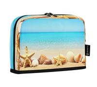 JiangGgen Pencil Case,Beach Seashells Large Capacity Pencil Pouch Organizer Pouch Pen Bag for for School Teen Girl Boy Men Women