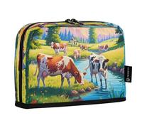 JiangGgen Pencil Case,Cows by The River Large Capacity Pencil Pouch Organizer Pouch Pen Bag for for School Teen Girl Boy Men Women
