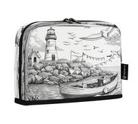 JiangGgen Pencil Case,Hand Painted Lighthouse Large Capacity Pencil Pouch Organizer Pouch Pen Bag for for School Teen Girl Boy Men Women