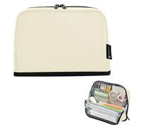 JiangGgen Pencil Case,Milky White Solid Color Large Capacity Pencil Pouch Organizer Pouch Pen Bag for for School Teen Girl Boy Men Women