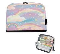 JiangGgen Pencil Case,Rainbow White Clouds Large Capacity Pencil Pouch Organizer Pouch Pen Bag for for School Teen Girl Boy Men Women