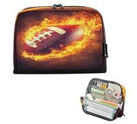 JiangGgen Pencil Case,Retro Flame Rugby Large Capacity Pencil Pouch Organizer Pouch Pen Bag for for School Teen Girl Boy Men Women