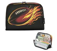 JiangGgen Pencil Case,Retro Flame Rugby Large Capacity Pencil Pouch Organizer Pouch Pen Bag for for School Teen Girl Boy Men Women