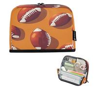 JiangGgen Pencil Case,Retro Rugby Large Capacity Pencil Pouch Organizer Pouch Pen Bag for for School Teen Girl Boy Men Women