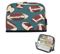 JiangGgen Pencil Case,Retro Rugby Large Capacity Pencil Pouch Organizer Pouch Pen Bag for for School Teen Girl Boy Men Women