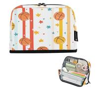 JiangGgen Pencil Case,Striped Basketballs Large Capacity Pencil Pouch Organizer Pouch Pen Bag for for School Teen Girl Boy Men Women
