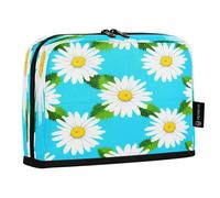 JiangGgen Pencil Case,White Daisies Large Capacity Pencil Pouch Organizer Pouch Pen Bag for for School Teen Girl Boy Men Women