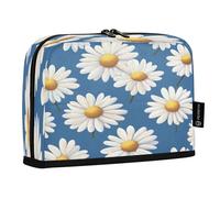 JiangGgen Pencil Case,White Daisies Large Capacity Pencil Pouch Organizer Pouch Pen Bag for for School Teen Girl Boy Men Women