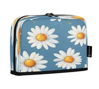 JiangGgen Pencil Case,White Daisies Large Capacity Pencil Pouch Organizer Pouch Pen Bag for for School Teen Girl Boy Men Women