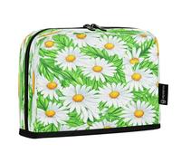 JiangGgen Pencil Case,White Daisies Large Capacity Pencil Pouch Organizer Pouch Pen Bag for for School Teen Girl Boy Men Women
