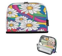 JiangGgen Pencil Case,White Daisies Large Capacity Pencil Pouch Organizer Pouch Pen Bag for for School Teen Girl Boy Men Women