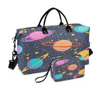 JiangGgen Planet Quilted Weekender Travel Bag with Toiletry Bag Gym Tote Handbag Carry On Duffel Bags-2Pack