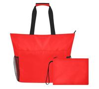 JiangGgen Red Solid Color Beach Tote,Waterproof Beach Totes Bag Pool Bag