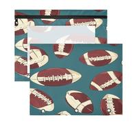 JiangGgen Retro Rugby 2 Pack 3 Ring Binder Pencil Pouch,Binder Pencil Case with Clear Window Zipper Big Capacity Pencil Bags