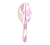 JiangGgen Romantic Eiffel Tower Natural Wooden Rubber Hair Brush,Gentle Massage with Ergonomic Detangling Hair Brush for Thick Curly Thin Long Short Hair Makes Hair Smooth
