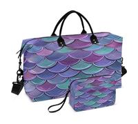JiangGgen Scales Quilted Weekender Travel Bag with Toiletry Bag Gym Tote Handbag Carry On Duffel Bags-2Pack