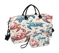 JiangGgen Sea Turtles Quilted Weekender Travel Bag with Toiletry Bag Gym Tote Handbag Carry On Duffel Bags-2Pack