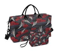 JiangGgen Skeleton Hands Quilted Weekender Travel Bag with Toiletry Bag Gym Tote Handbag Carry On Duffel Bags-2Pack