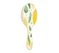 JiangGgen Sliced Lemon Natural Wooden Rubber Hair Brush,Gentle Massage with Ergonomic Detangling Hair Brush for Thick Curly Thin Long Short Hair Makes Hair Smooth