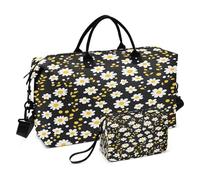 JiangGgen Small Flowers Quilted Weekender Travel Bag with Toiletry Bag Gym Tote Handbag Carry On Duffel Bags-2Pack