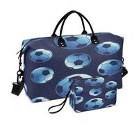 JiangGgen Soccer Balls Quilted Weekender Travel Bag with Toiletry Bag Gym Tote Handbag Carry On Duffel Bags-2Pack