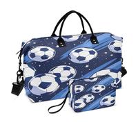 JiangGgen Soccer Balls Quilted Weekender Travel Bag with Toiletry Bag Gym Tote Handbag Carry On Duffel Bags-2Pack