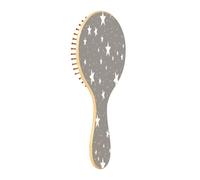 JiangGgen Star Natural Wooden Rubber Hair Brush,Gentle Massage with Ergonomic Detangling Hair Brush for Thick Curly Thin Long Short Hair Makes Hair Smooth