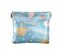 JiangGgen Starfish Conch Shells Small Pouches for Purse PU Leather Cosmetic Bag Men & Women Snap Closure Coin Pouch Organizer Pouch for Cash ID Card Credit Card Jewelry Lipstick