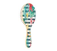 JiangGgen Striped Banana Leaf Natural Wooden Rubber Hair Brush,Gentle Massage with Ergonomic Detangling Hair Brush for Thick Curly Thin Long Short Hair Makes Hair Smooth