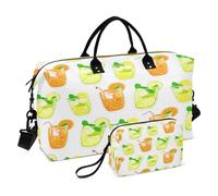 JiangGgen Summer Drinks Quilted Weekender Travel Bag with Toiletry Bag Gym Tote Handbag Carry On Duffel Bags-2Pack