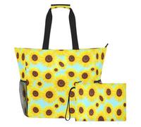 JiangGgen Sunflowers Beach Tote,Waterproof Beach Totes Bag Pool Bag