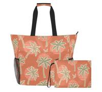JiangGgen Sunset Palms Beach Tote,Waterproof Beach Totes Bag Pool Bag