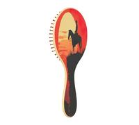 JiangGgen Sunset Riding Horse Natural Wooden Rubber Hair Brush,Gentle Massage with Ergonomic Detangling Hair Brush for Thick Curly Thin Long Short Hair Makes Hair Smooth