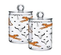 JiangGgen Tiger 2PC Airtight Transparent Plastic Storage Jars With Storage Lids,Food Storage Containers Plastic Can Store Food Herbs Tea Etc