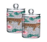 JiangGgen Tiger 2PC Airtight Transparent Plastic Storage Jars With Storage Lids,Food Storage Containers Plastic Can Store Food Herbs Tea Etc