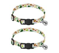JiangGgen Trees and Mushroom Dog Collar and Cat Collar with Bell,Adjustable Buckle Soft Pets Collar for Small Medium Dogs & Cats