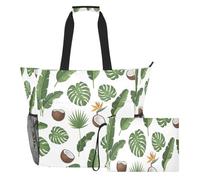 JiangGgen Tropical Coconut Beach Tote,Waterproof Beach Totes Bag Pool Bag
