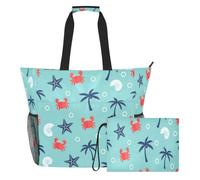 JiangGgen Tropical Crabs Beach Tote,Waterproof Beach Totes Bag Pool Bag