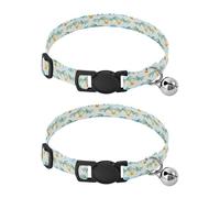 JiangGgen Tropical Palm Tree Dog Collar and Cat Collar with Bell,Adjustable Buckle Soft Pets Collar for Small Medium Dogs & Cats