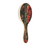JiangGgen Valentine Paris Towel and Roses Natural Wooden Rubber Hair Brush,Gentle Massage with Ergonomic Detangling Hair Brush for Thick Curly Thin Long Short Hair Makes Hair Smooth
