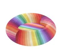 JiangGgen Vertical Rainbow Stripe Dog & Cat Bed for Indoor Cats,Round Donut Dog Bed Anti-Slip Washable Pet Bed 13in X-Small