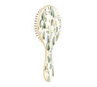 JiangGgen Vintage Leaf Natural Wooden Rubber Hair Brush,Gentle Massage with Ergonomic Detangling Hair Brush for Thick Curly Thin Long Short Hair Makes Hair Smooth