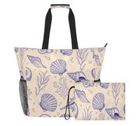 JiangGgen Vintage Seashells1 Beach Tote,Waterproof Beach Totes Bag Pool Bag