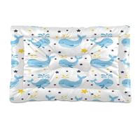 JiangGgen Washable Dog Bed,Blue Whales Anti-Slip Dog Crate Bed Pet Beds Sleeping Mat for Large, Medium, Small Pets 24x36in