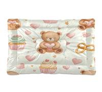 JiangGgen Washable Dog Bed,Cartoon Bear and Cake Anti-Slip Dog Crate Bed Pet Beds Sleeping Mat for Large, Medium, Small Pets 24x36in