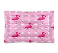JiangGgen Washable Dog Bed,Cartoon Flamingo Anti-Slip Dog Crate Bed Pet Beds Sleeping Mat for Large, Medium, Small Pets 24x36in