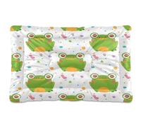 JiangGgen Washable Dog Bed,Cartoon Frog Anti-Slip Dog Crate Bed Pet Beds Sleeping Mat for Large, Medium, Small Pets 24x36in