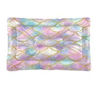 JiangGgen Washable Dog Bed,Colored Mermaid Scale Anti-Slip Dog Crate Bed Pet Beds Sleeping Mat for Large, Medium, Small Pets 24x36in