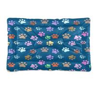 JiangGgen Washable Dog Bed,Colorful Dog Paw Prints Anti-Slip Dog Crate Bed Pet Beds Sleeping Mat for Large, Medium, Small Pets 24x36in