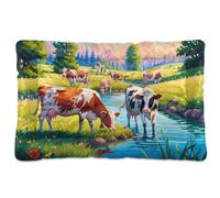 JiangGgen Washable Dog Bed,Cows by The River Anti-Slip Dog Crate Bed Pet Beds Sleeping Mat for Large, Medium, Small Pets 24x36in